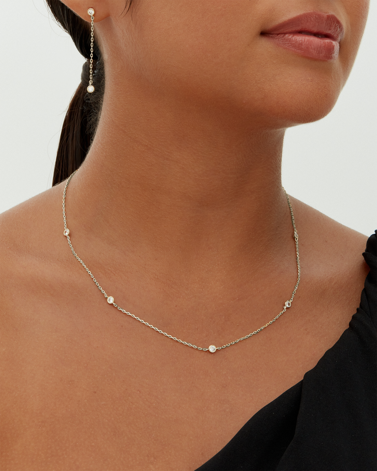 Gold Plated Station Necklace for Women