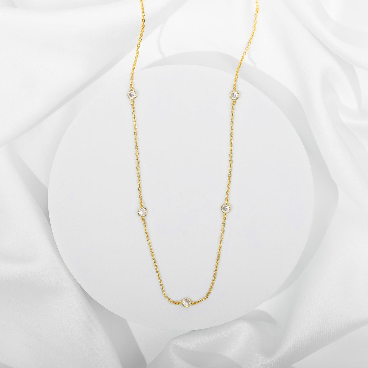 Gold Plated Station Necklace for Women