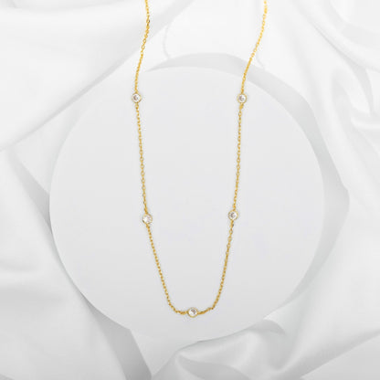 Gold Plated Station Necklace for Women