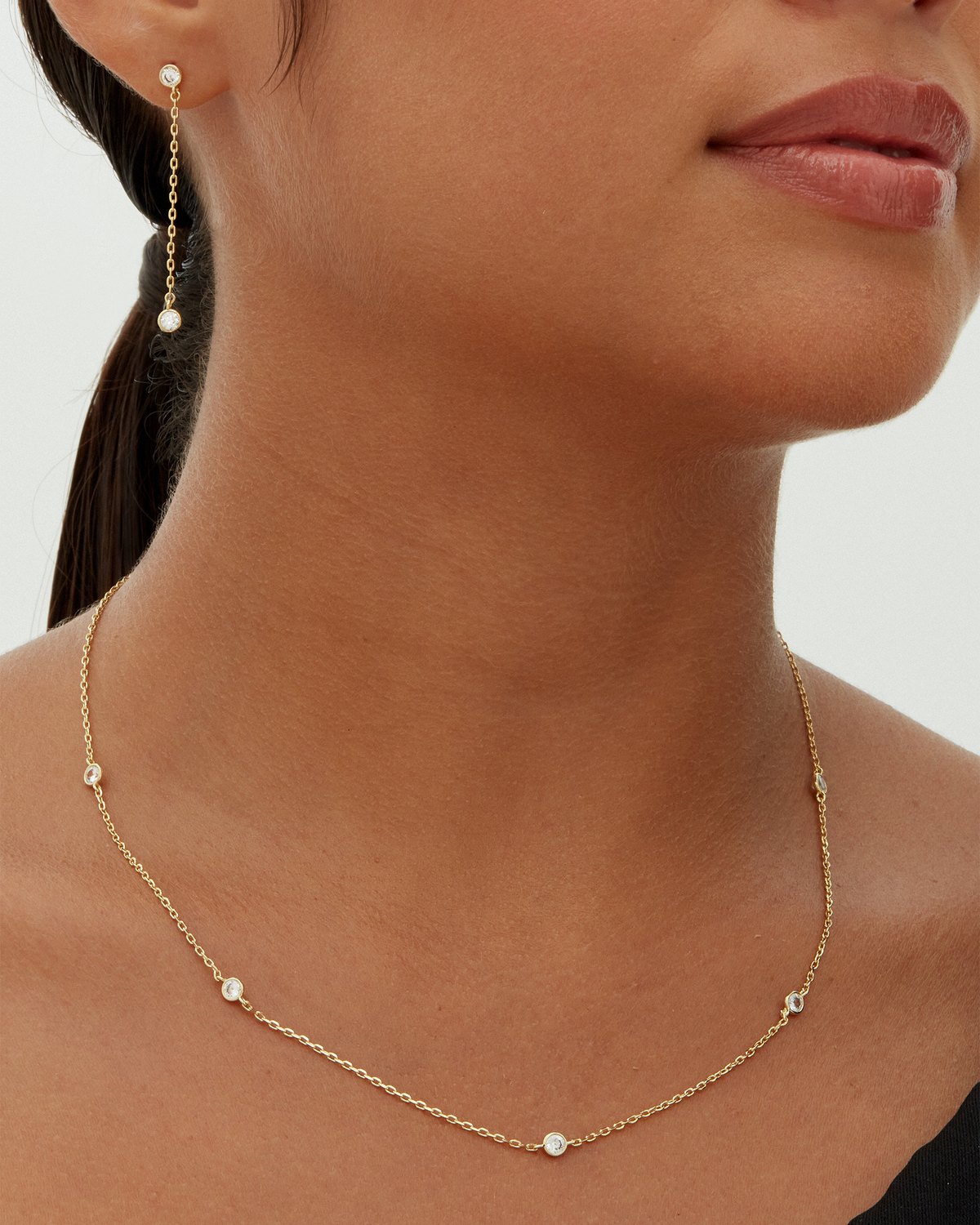 Gold Plated Station Necklace for Women