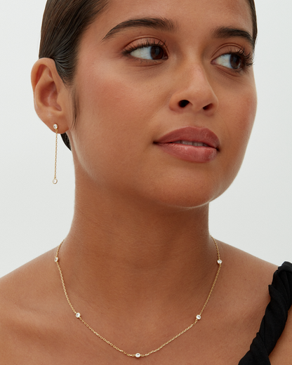 Gold Plated Station Necklace for Women