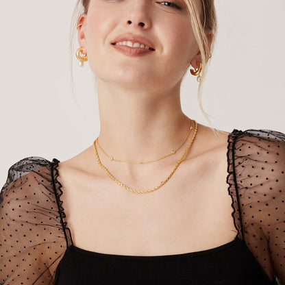 Gold Plated Station Necklace for Women