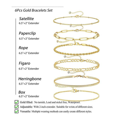 Avera Paris 6-Chain Stacking Bracelet Set