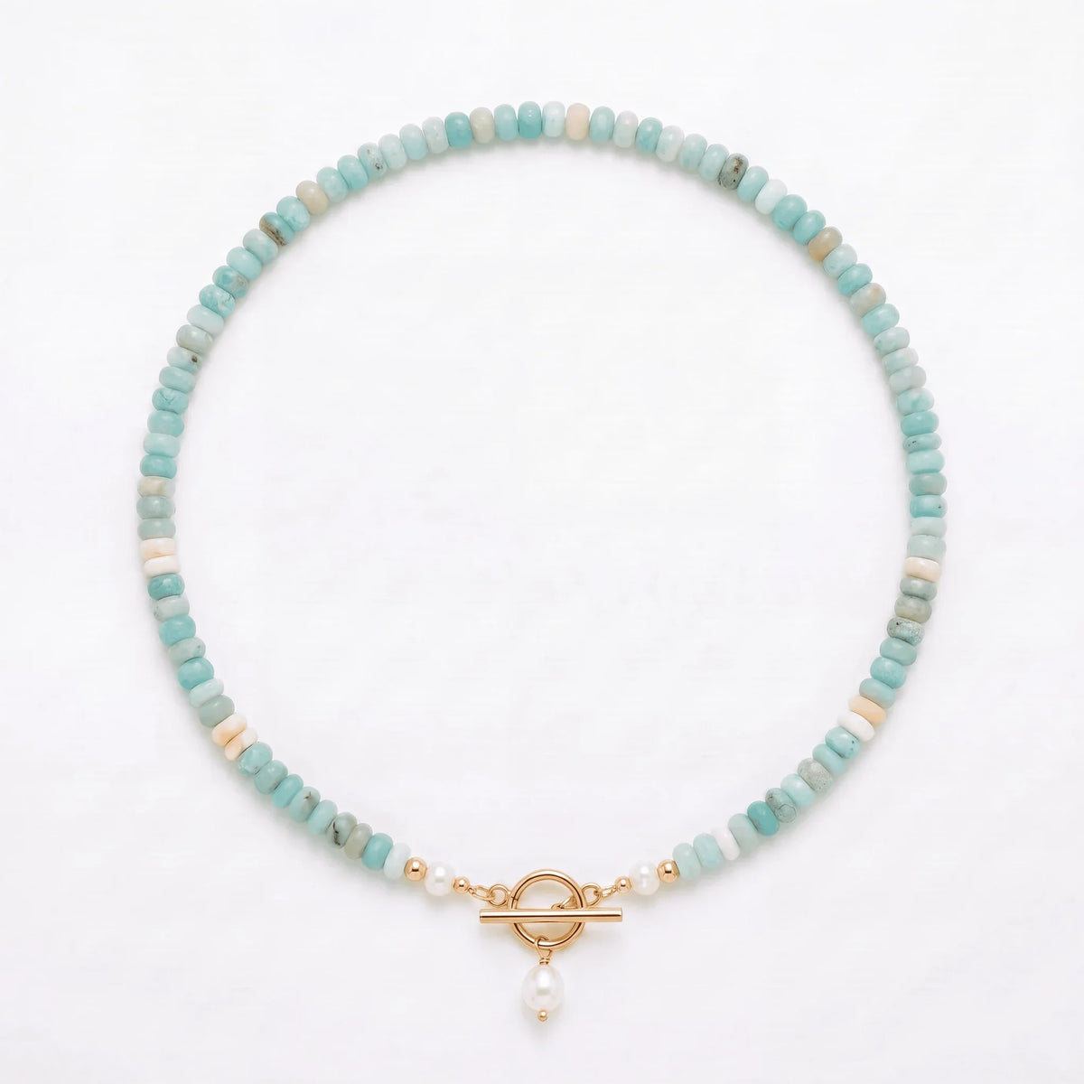 Turquoise Bead Pearl Necklace