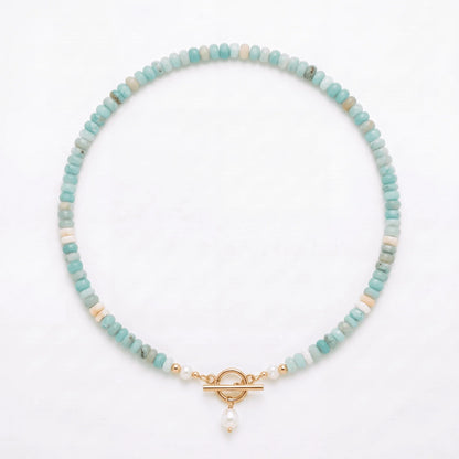 Turquoise Bead Pearl Necklace