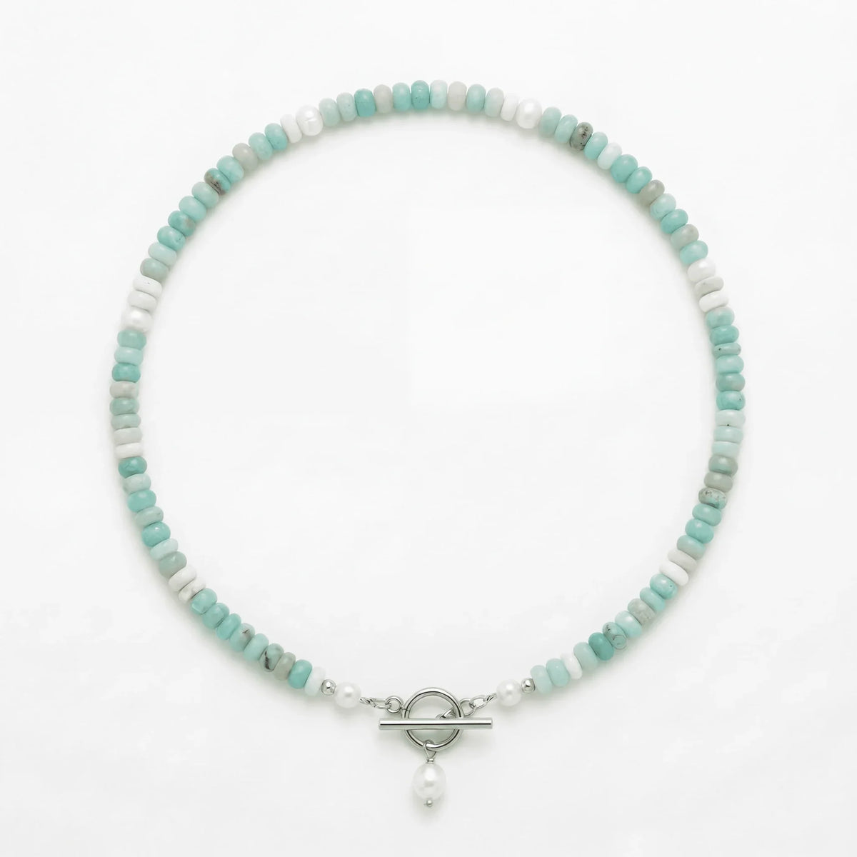 Turquoise Bead Pearl Necklace
