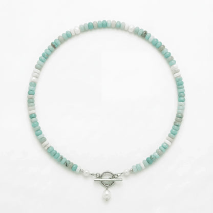 Turquoise Bead Pearl Necklace
