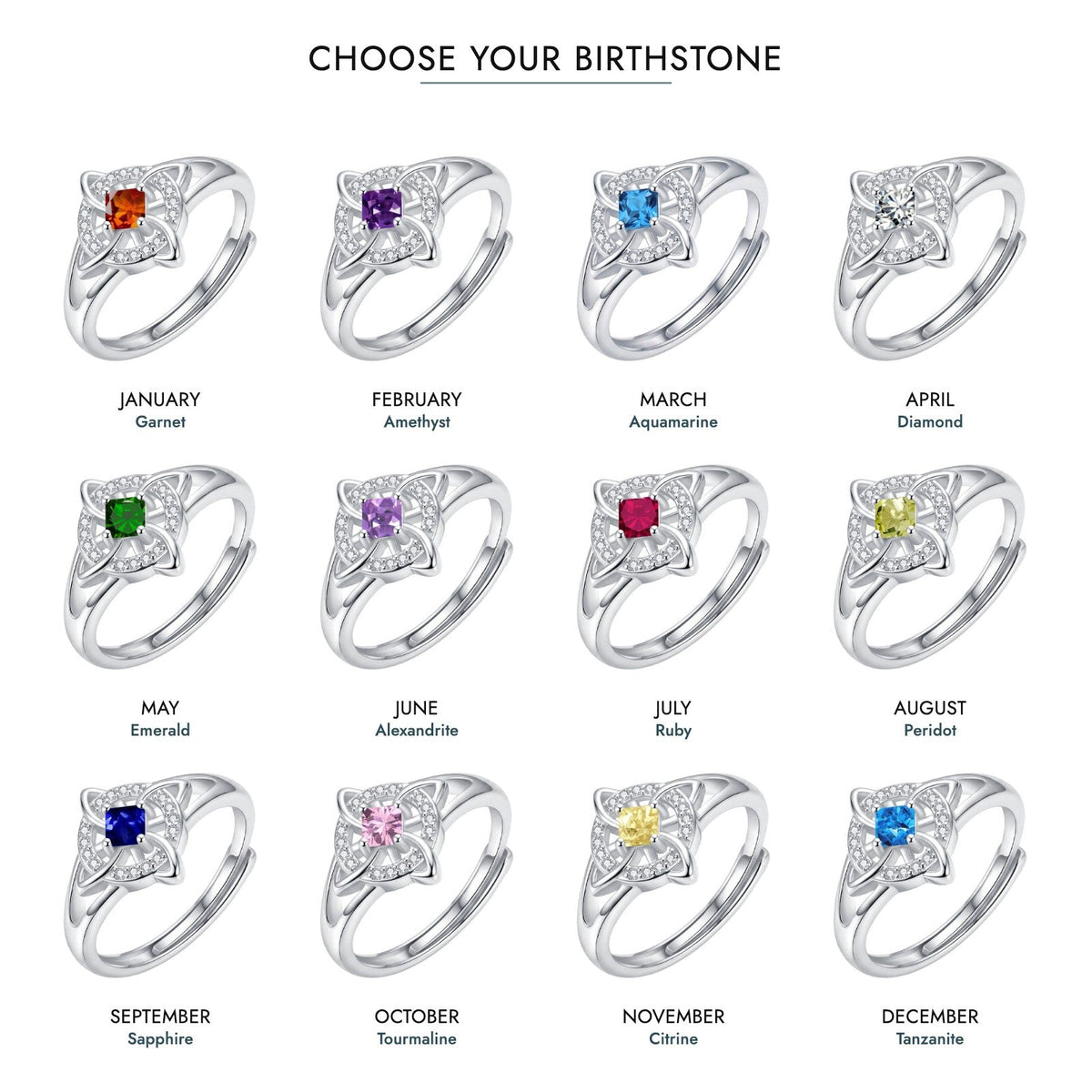 Avera Paris™ Witch Knot Birthstone Ring